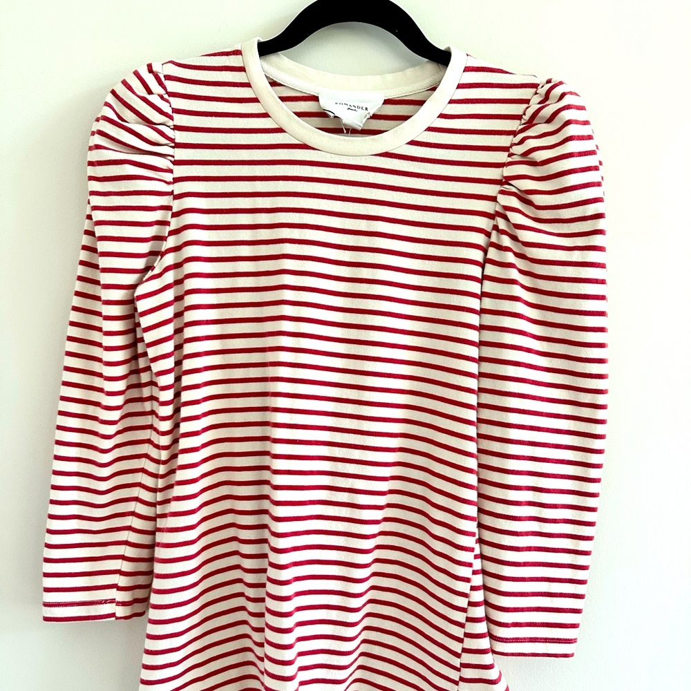 Pomander place striped puff sleeve crewneck size small